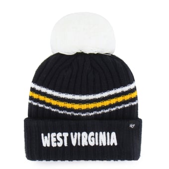 Women's '47  Navy West Virginia Mountaineers Seasonal Fuzzy Script Big Pom Knit Hat