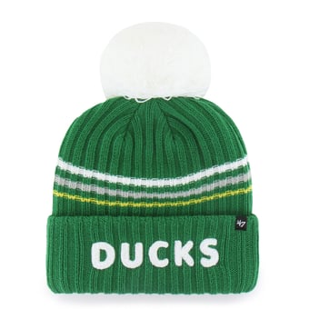 Women's '47  Green Oregon Ducks Seasonal Fuzzy Script Big Pom Knit Hat