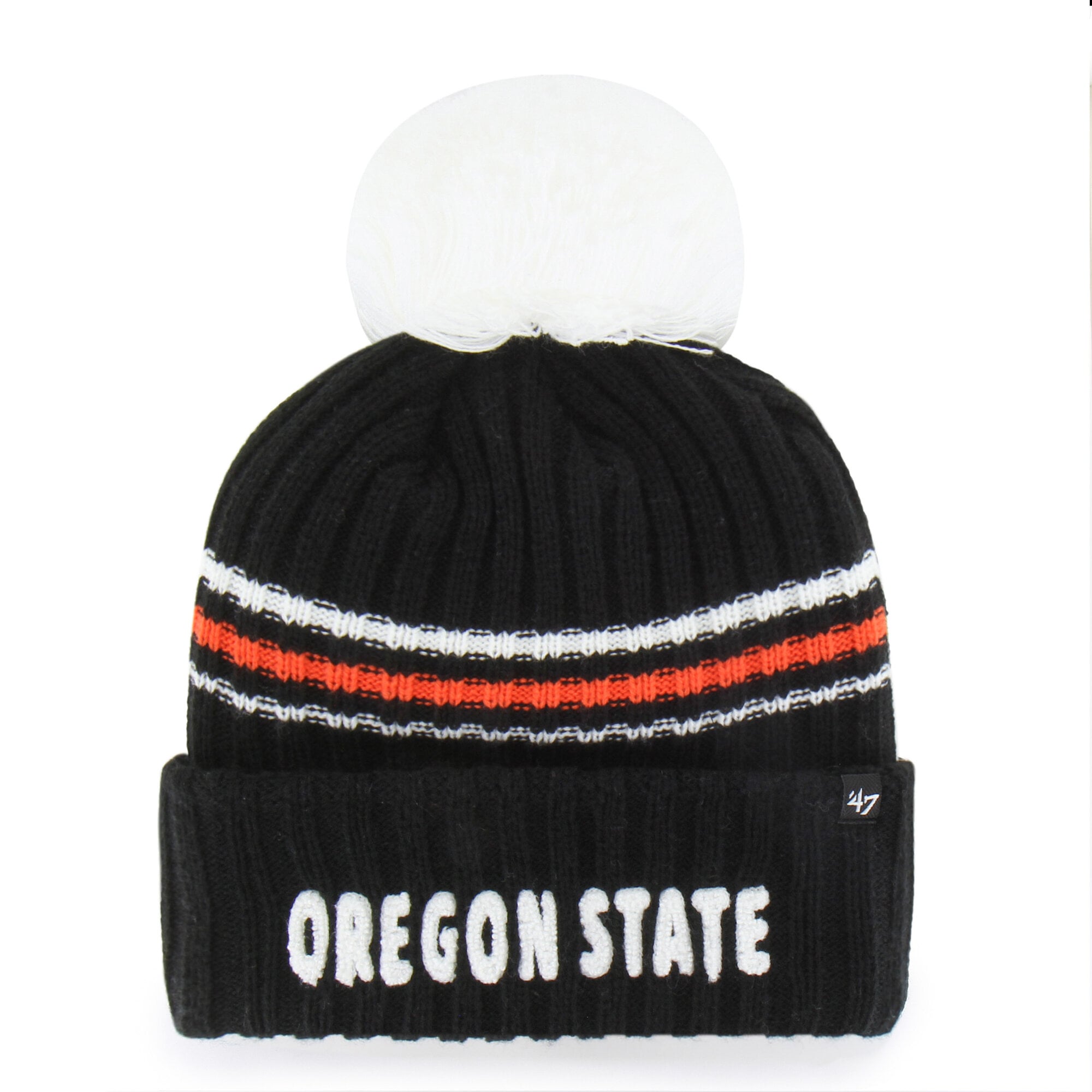 Women's '47  Black Oregon State Beavers Seasonal Fuzzy Script Big Pom Knit Hat