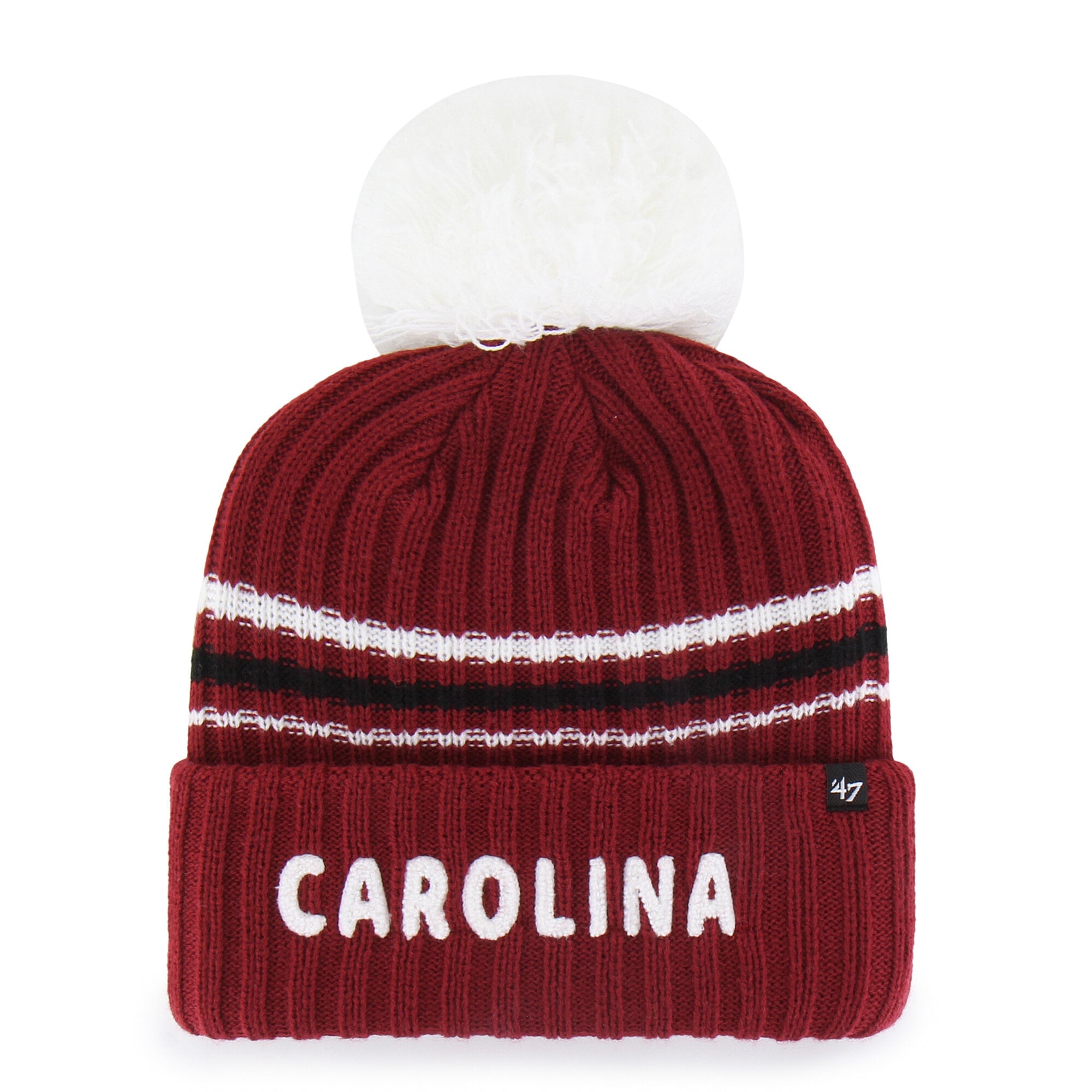 Women's '47  Garnet South Carolina Gamecocks Seasonal Fuzzy Script Big Pom Knit Hat