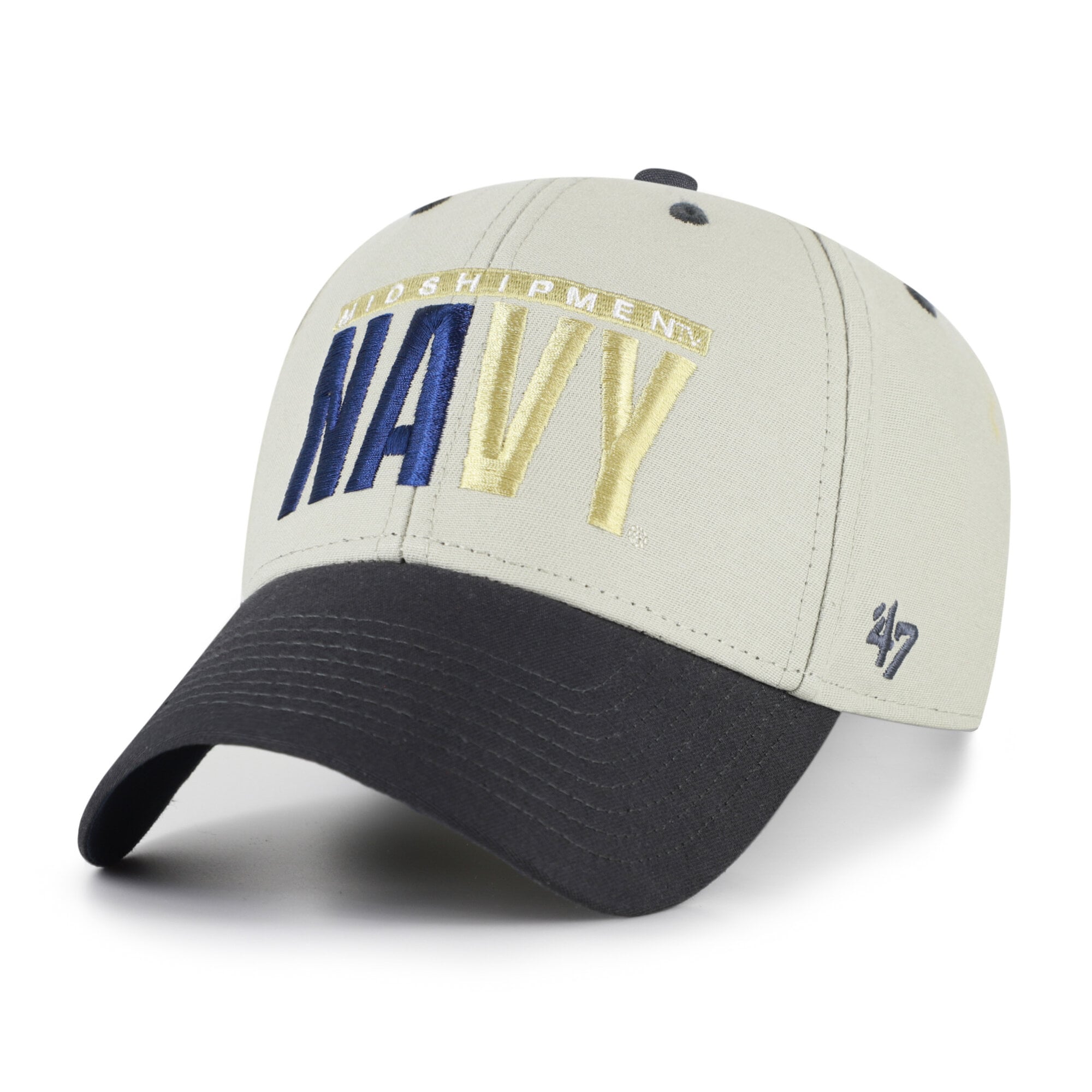 Unisex '47 Gray/Black Navy Midshipmen Half Block Text MVP Adjustable Hat