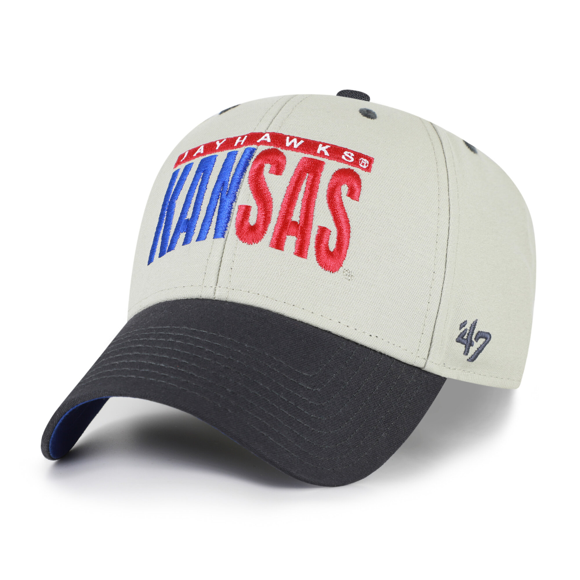 Unisex '47 Gray/Black Kansas Jayhawks Half Block Text MVP Adjustable Hat
