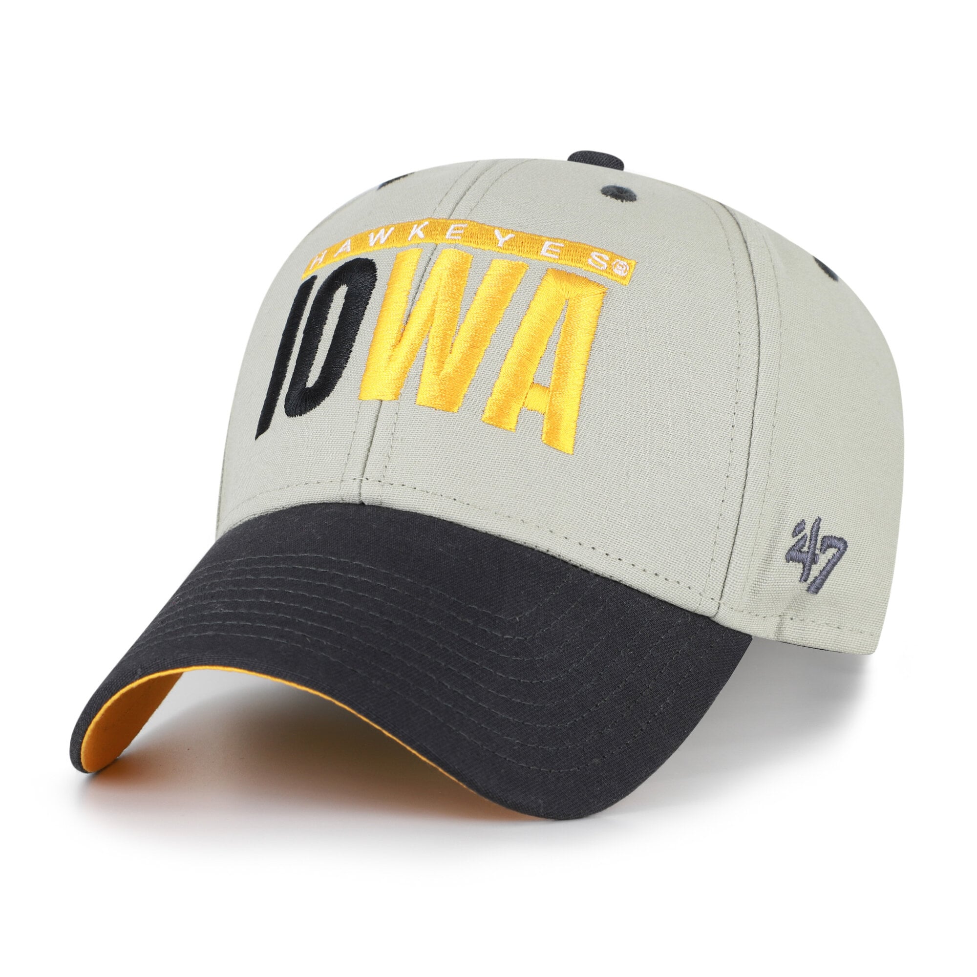 Unisex '47 Gray/Black Iowa Hawkeyes Half Block Text MVP Adjustable Hat