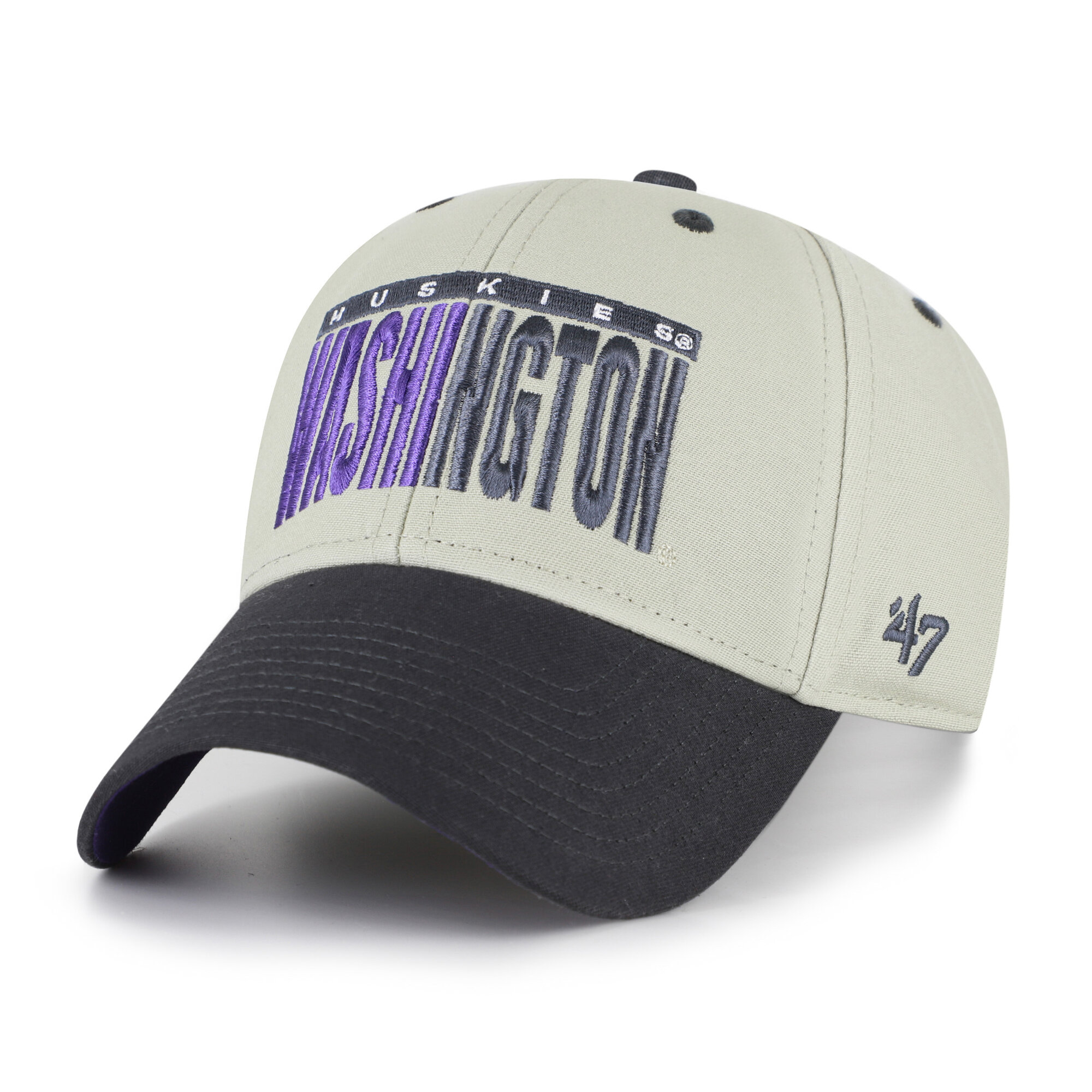 Unisex '47 Gray/Black Washington Huskies Half Block Text MVP Adjustable Hat