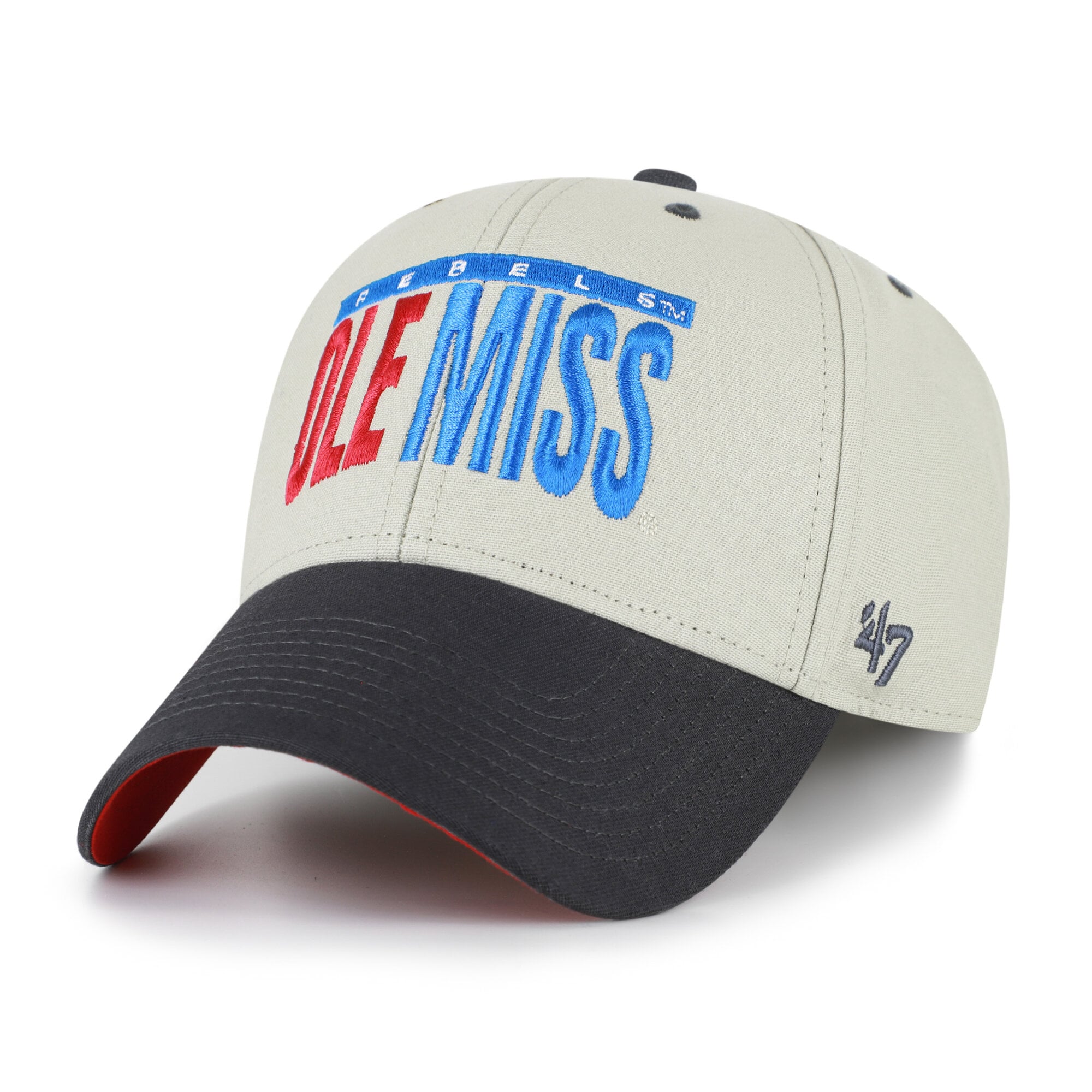 Unisex '47 Gray/Black Ole Miss Rebels Half Block Text MVP Adjustable Hat