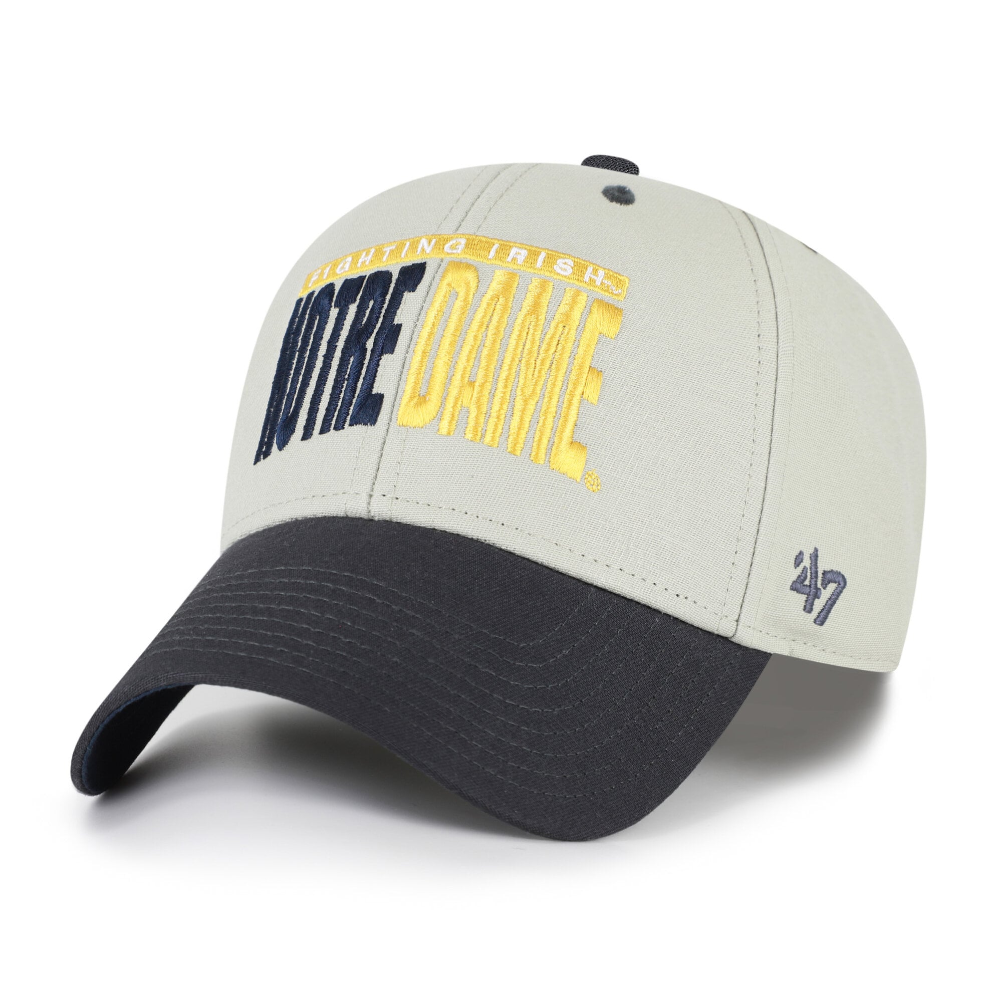 Unisex '47 Gray/Black Notre Dame Fighting Irish Half Block Text MVP Adjustable Hat