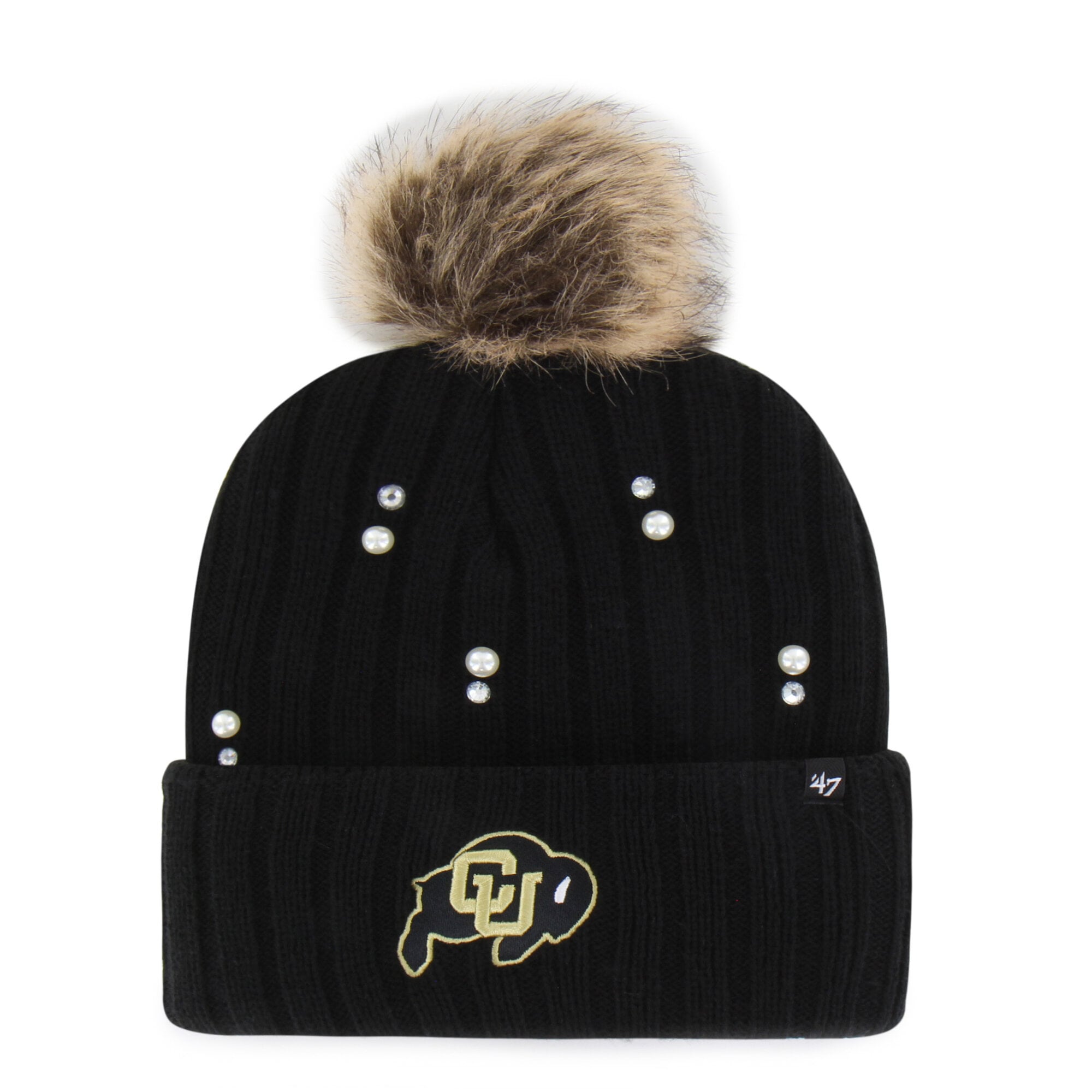Women's '47 Black Colorado Buffaloes Pearl Fur Knit Hat with Pom
