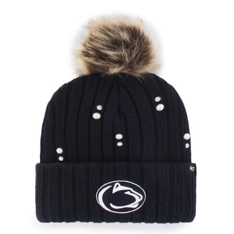Women's '47 Navy Penn State Nittany Lions Pearl Fur Knit Hat with Pom