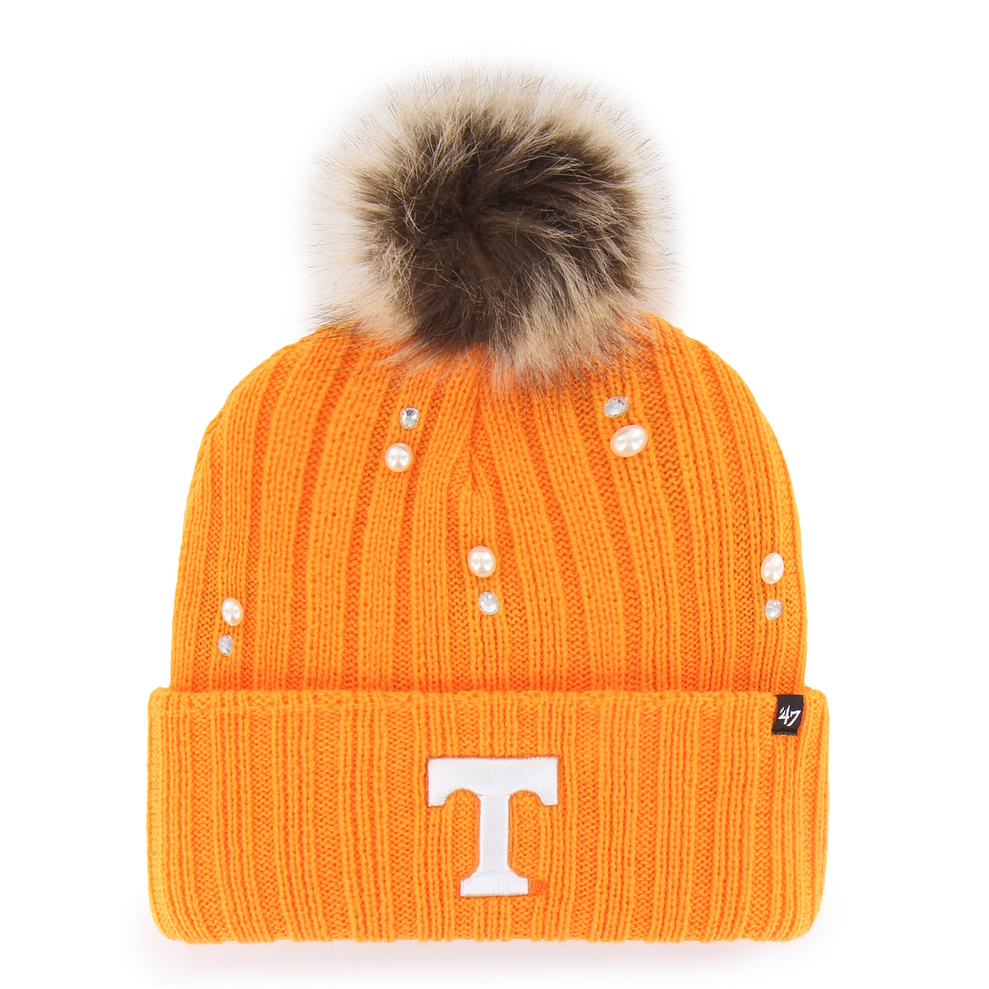 Women's '47 Tennessee Orange Tennessee Volunteers Pearl Fur Knit Hat with Pom
