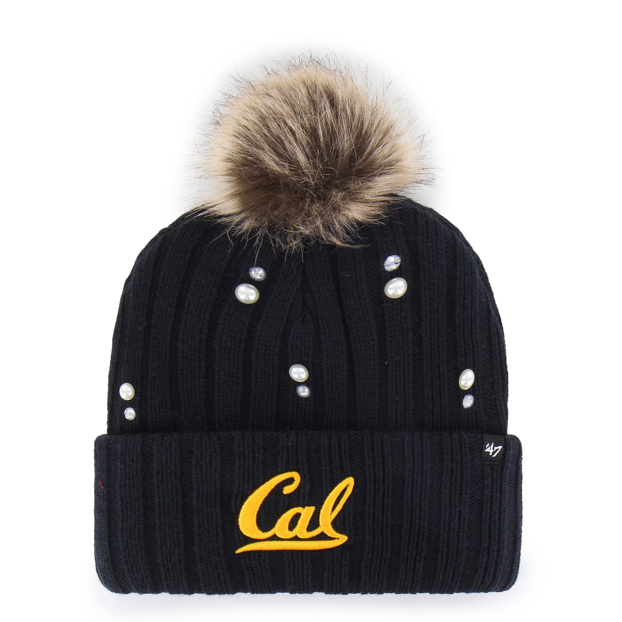 Women's '47 Navy Cal Bears Pearl Fur Knit Hat with Pom