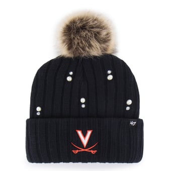 Women's '47 Navy Virginia Cavaliers Pearl Fur Knit Hat with Pom
