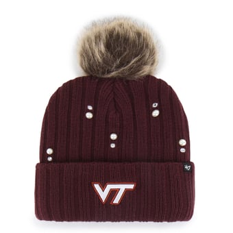 Women's '47 Maroon Virginia Tech Hokies Pearl Fur Knit Hat with Pom