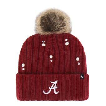 Women's '47 Crimson Alabama Crimson Tide Pearl Fur Knit Hat with Pom