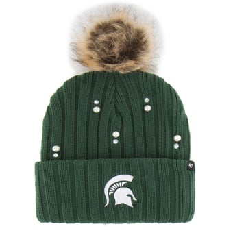 Women's '47 Green Michigan State Spartans Pearl Fur Knit Hat with Pom
