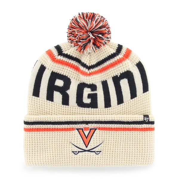 Unisex '47  Cream Virginia Cavaliers Quattrle Waffle Cuffed Knit Hat with Pom