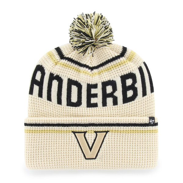 Unisex '47  Cream Vanderbilt Commodores Quattrle Waffle Cuffed Knit Hat with Pom