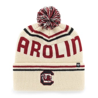Unisex '47  Cream South Carolina Gamecocks Quattrle Waffle Cuffed Knit Hat with Pom