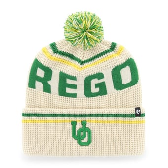 Unisex '47  Cream Oregon Ducks Quattrle Waffle Cuffed Knit Hat with Pom