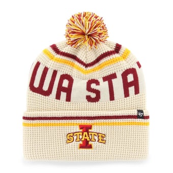 Unisex '47  Cream Iowa State Cyclones Quattrle Waffle Cuffed Knit Hat with Pom