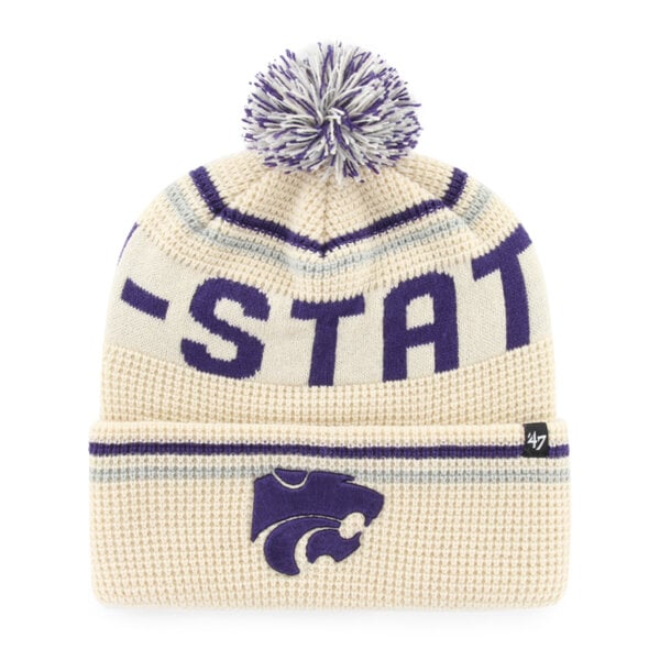 Unisex '47  Cream Kansas State Wildcats Quattrle Waffle Cuffed Knit Hat with Pom