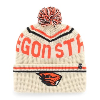 Unisex '47  Cream Oregon State Beavers Quattrle Waffle Cuffed Knit Hat with Pom