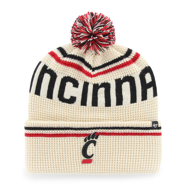Unisex '47  Cream Cincinnati Bearcats Quattrle Waffle Cuffed Knit Hat with Pom