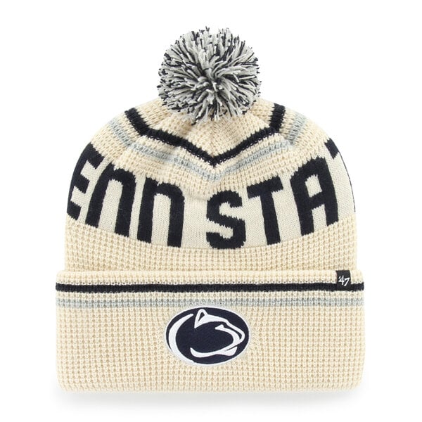 Unisex '47 Cream Penn State Nittany Lions Quattrle Waffle Cuffed Knit Hat with Pom