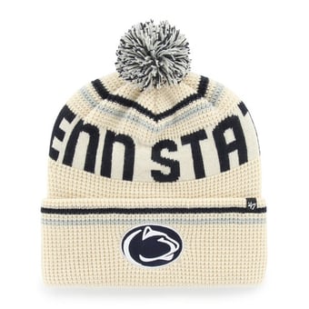 Unisex '47  Cream Penn State Nittany Lions Quattrle Waffle Cuffed Knit Hat with Pom