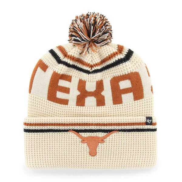 Unisex '47  Cream Texas Longhorns Quattrle Waffle Cuffed Knit Hat with Pom
