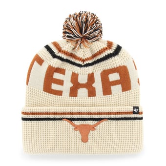 Unisex '47  Cream Texas Longhorns Quattrle Waffle Cuffed Knit Hat with Pom