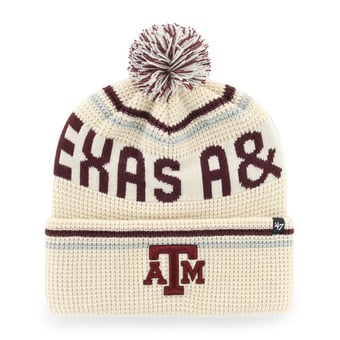 Unisex '47  Cream Texas A&M Aggies Quattrle Waffle Cuffed Knit Hat with Pom