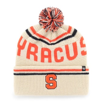 Unisex '47  Cream Syracuse Orange Quattrle Waffle Cuffed Knit Hat with Pom