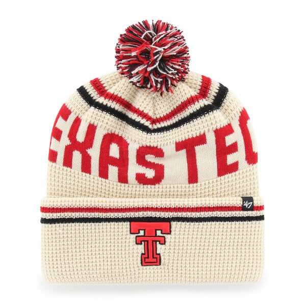Unisex '47  Cream Texas Tech Red Raiders Quattrle Waffle Cuffed Knit Hat with Pom