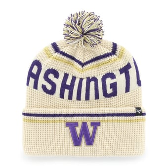 Unisex '47  Cream Washington Huskies Quattrle Waffle Cuffed Knit Hat with Pom