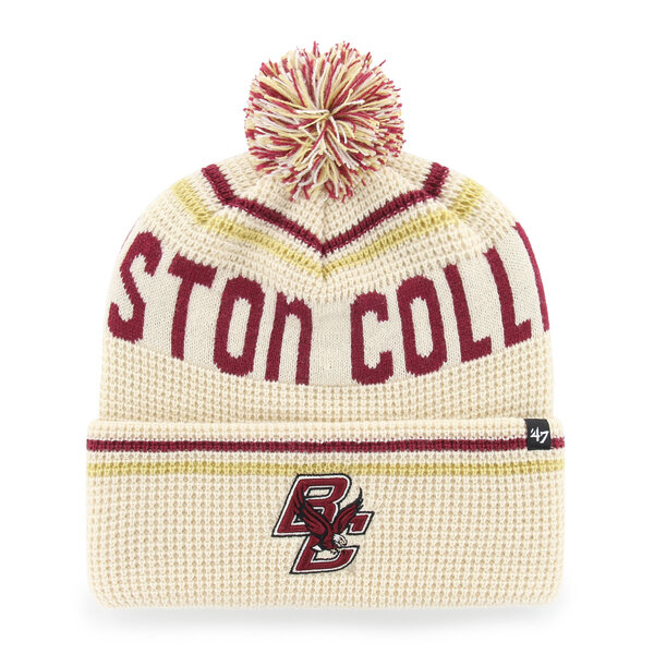 Unisex '47  Cream Boston College Eagles Quattrle Waffle Cuffed Knit Hat with Pom