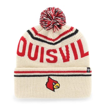 Unisex '47  Cream Louisville Cardinals Quattrle Waffle Cuffed Knit Hat with Pom