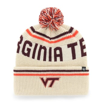 Unisex '47  Cream Virginia Tech Hokies Quattrle Waffle Cuffed Knit Hat with Pom