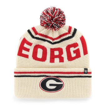 Unisex '47  Cream Georgia Bulldogs Quattrle Waffle Cuffed Knit Hat with Pom