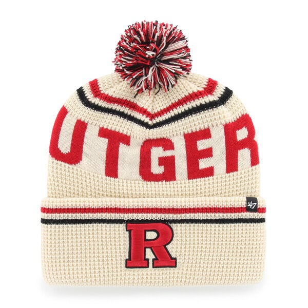 Unisex '47  Cream Rutgers Scarlet Knights Quattrle Waffle Cuffed Knit Hat with Pom