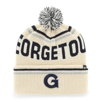 Unisex '47  Cream Georgetown Hoyas Quattrle Waffle Cuffed Knit Hat with Pom