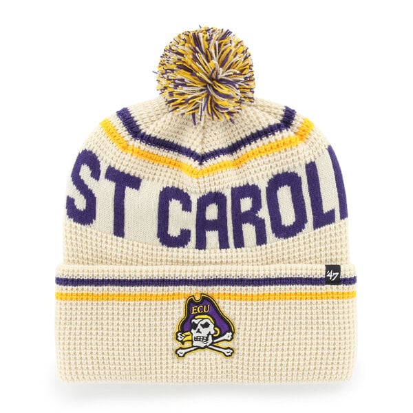 Unisex '47  Cream ECU Pirates Quattrle Waffle Cuffed Knit Hat with Pom
