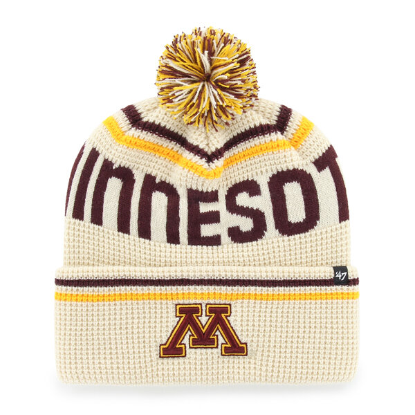 Unisex '47  Cream Minnesota Golden Gophers Quattrle Waffle Cuffed Knit Hat with Pom