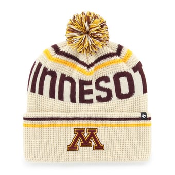 Unisex '47  Cream Minnesota Golden Gophers Quattrle Waffle Cuffed Knit Hat with Pom