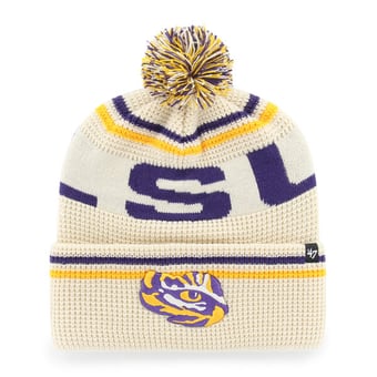 Unisex '47  Cream LSU Tigers Quattrle Waffle Cuffed Knit Hat with Pom