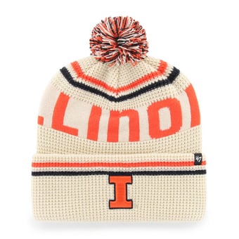 Unisex '47  Cream Illinois Fighting Illini Quattrle Waffle Cuffed Knit Hat with Pom