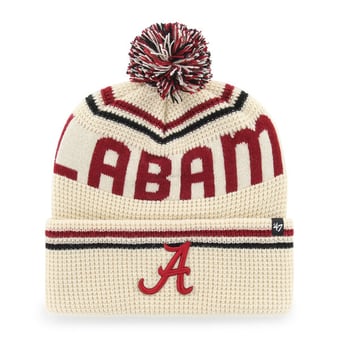Unisex '47  Cream Alabama Crimson Tide Quattrle Waffle Cuffed Knit Hat with Pom