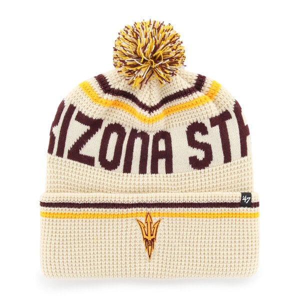 Unisex '47  Cream Arizona State Sun Devils Quattrle Waffle Cuffed Knit Hat with Pom