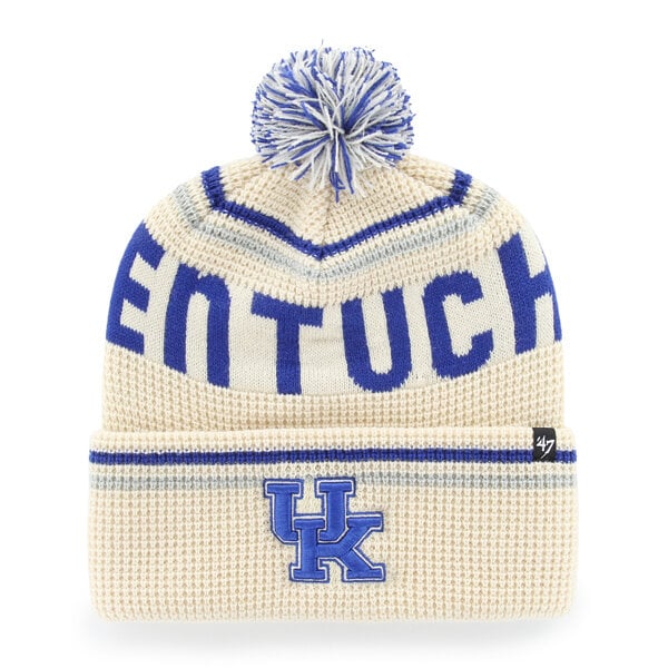 Unisex '47  Cream Kentucky Wildcats Quattrle Waffle Cuffed Knit Hat with Pom
