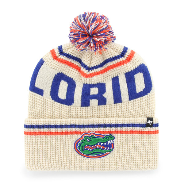 Unisex '47  Cream Florida Gators Quattrle Waffle Cuffed Knit Hat with Pom