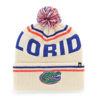 Unisex '47  Cream Florida Gators Quattrle Waffle Cuffed Knit Hat with Pom